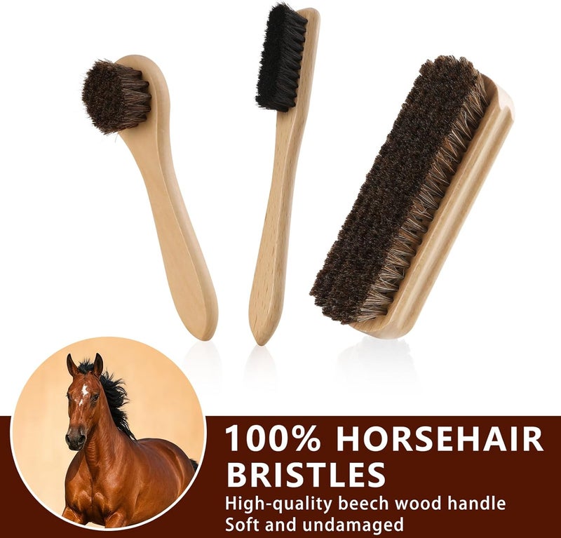 Awaydol 10 PCS Shoe Polish Kit - Horsehair Brushes, Black Brown Polish Cream,Mink Oil Conditioner for Shoes,Polishing Cloth, Leather Boots Shine Care Kit ﻿Gift for Men Cowboy Husband Dad ﻿ - Image 2